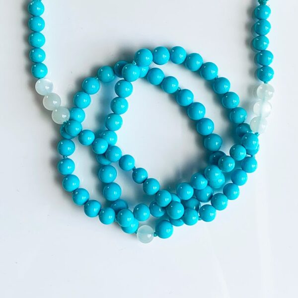Turquoise & White Flash Moonstone Necklace