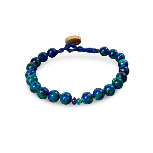 Earth Star™ Bracelet: Azurite-Malachite with Blue Sapphire & Emerald