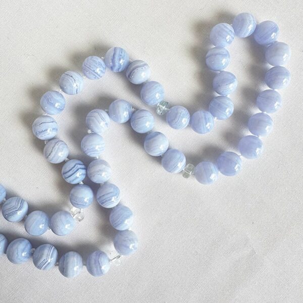 Blue Lace Agate & White Beryl Necklace