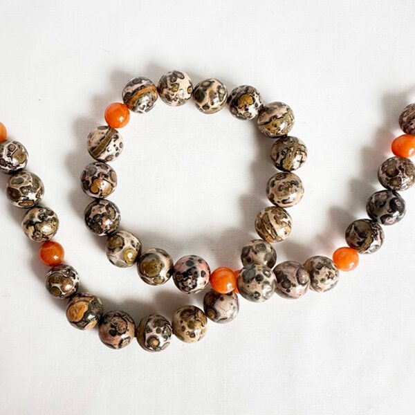 Leopardskin Jasper & Peach Aventurine Necklace