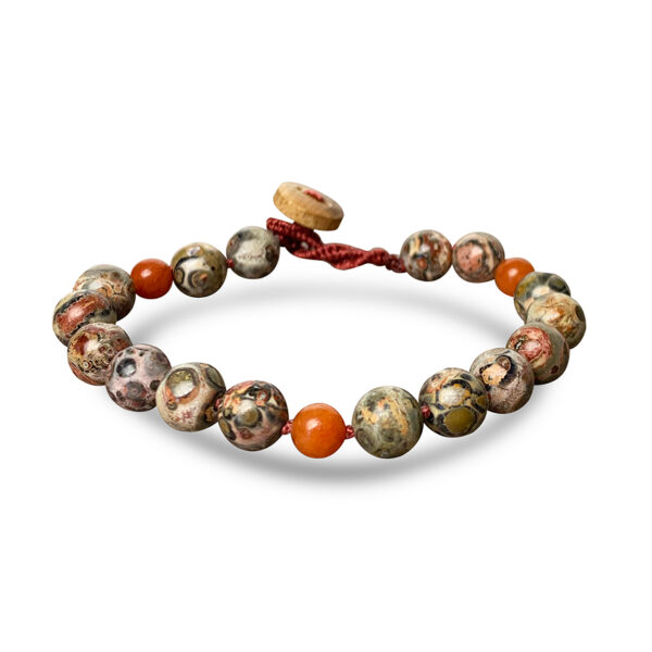 Leopardskin Jasper & Peach Aventurine Bracelet