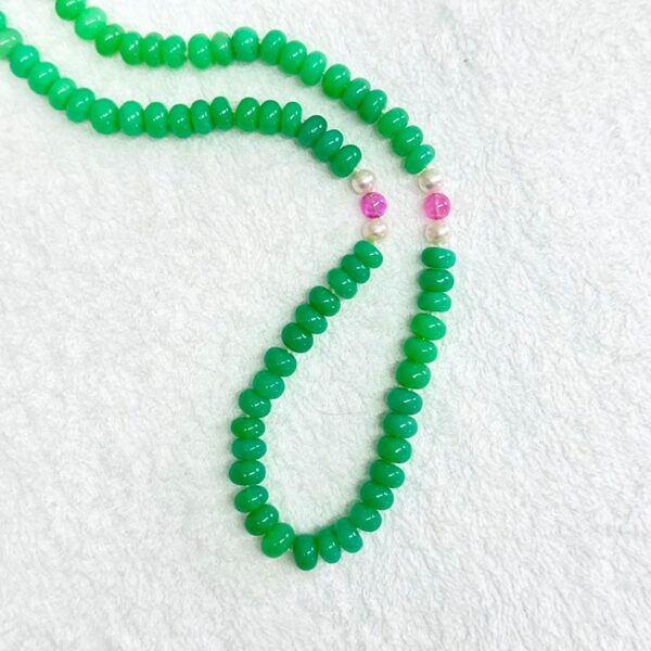 Rising Light™ Necklace: Chrysoprase with Pink Sapphire & Freshwater Pearl
