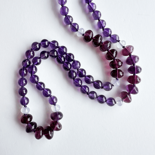 Renewal™ Necklace: Purple Fluorite with Amethyst & Blue Chalcedony