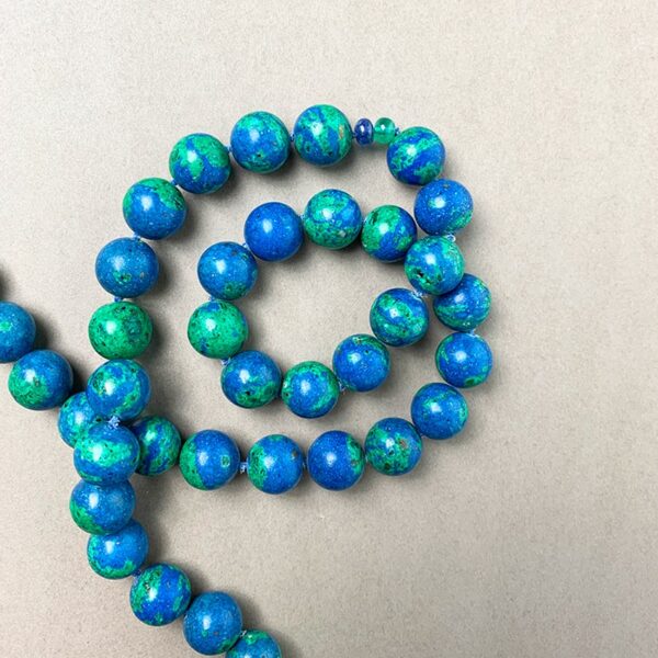Earth Star™ Necklace: Azurite-Malachite with Blue Sapphire & Emerald