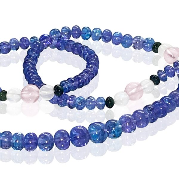 LifeLine™ Necklace: Tanzanite with Pink Chalcedony, Blue Tourmaline & Blue Flash Moonstone