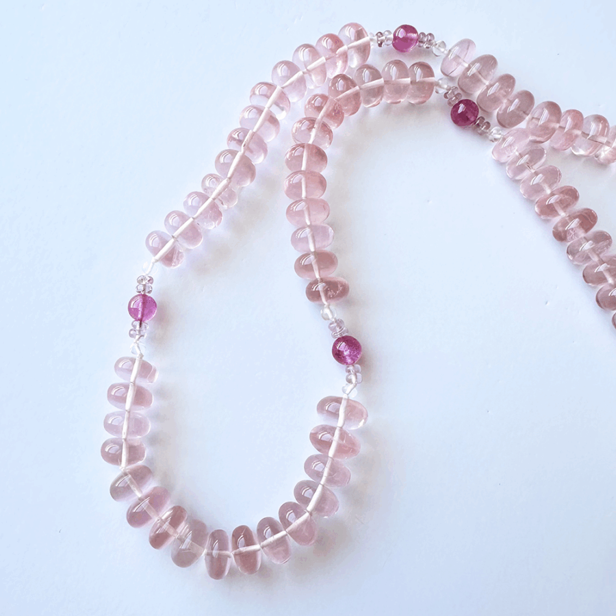 Relevé™ Necklace: Rosellite with Pink Sapphire, Dark Pink Sapphire & White Beryl