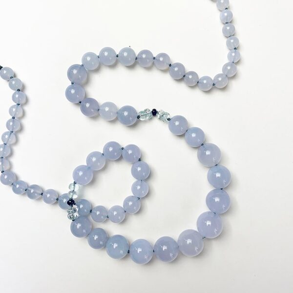 Tranquility™ Necklace: Blue Chalcedony with Blue Sapphire & Blue Topaz