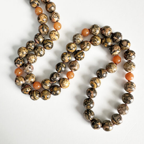 Leopardskin Jasper & Peach Aventurine Necklace