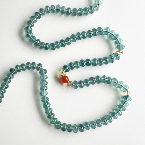 Living River™ Necklace: Blue-Green Fluorite with Carnelian & Citrine