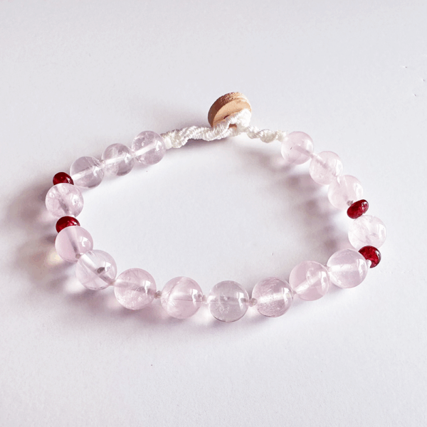 Rose Quartz & Red Spinel Bracelet