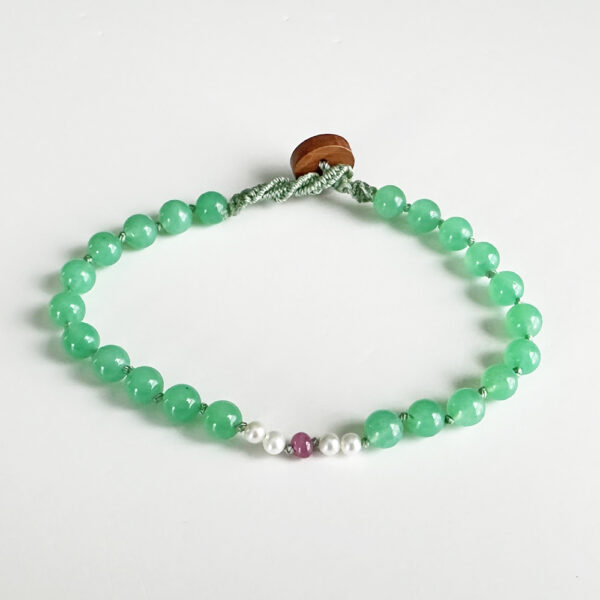 Rising Light™ Bracelet: Chrysoprase with Pink Sapphire & Freshwater Pearl