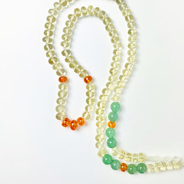 Golden Eagle™ Necklace: Golden Beryl with Spessartite and Light Green Aventurine